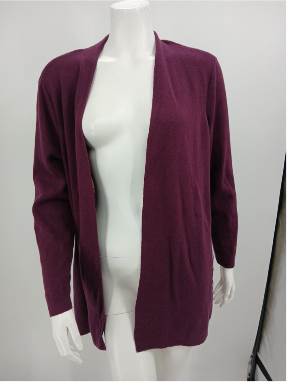 Chico's Open Front Cardigan Size 2 L Womens Purple Long Sleeve Paisley